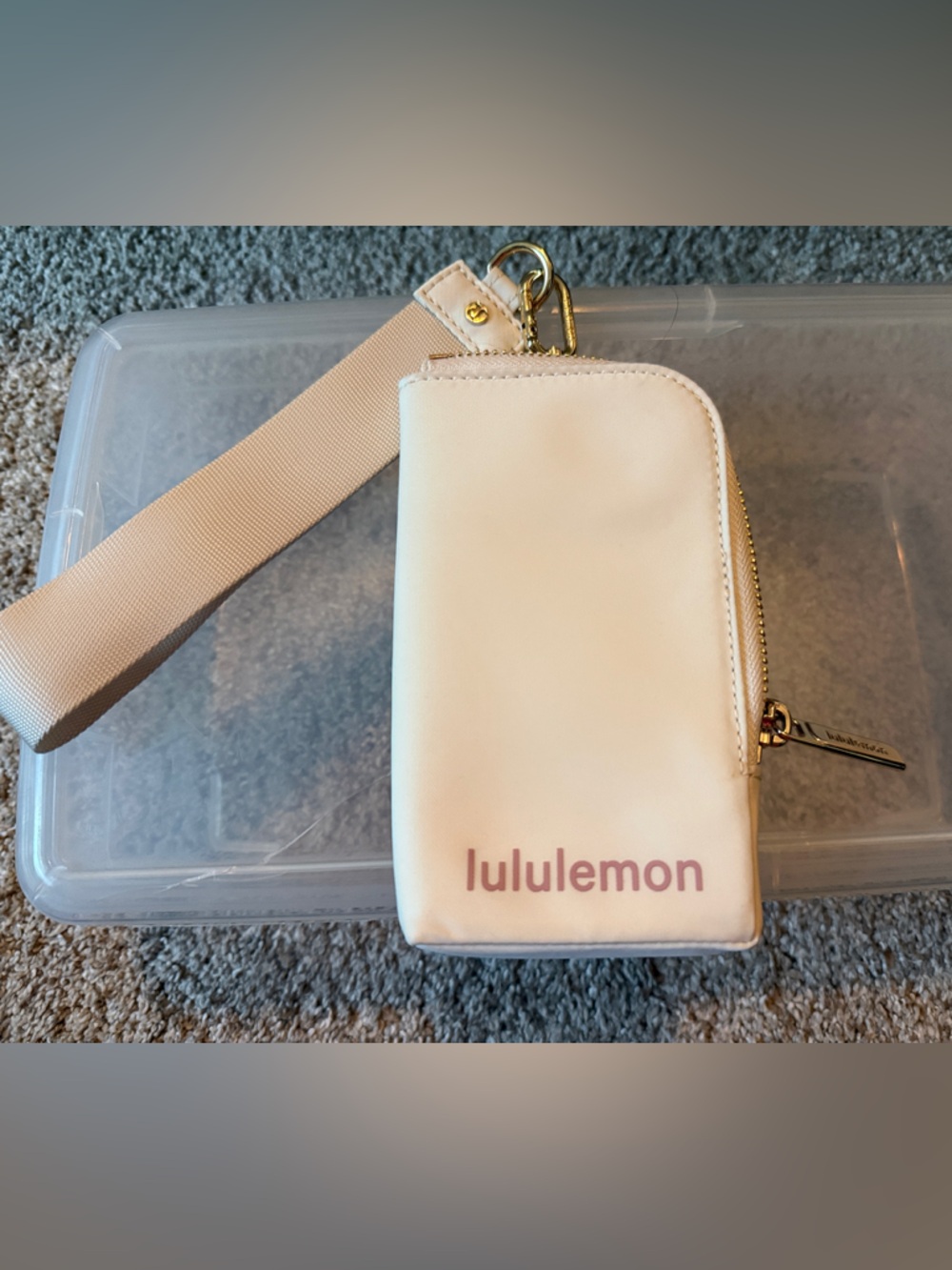 lululemon athletica Cream Crossbody Phone Pouch with Gold Hardware